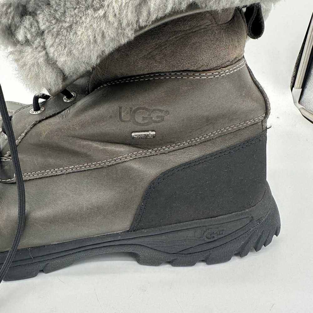 UGG Butte Metal Boot Leather Mens 15 Black Waterproof Sherpa Lined Lace Up Shoes - Picture 5 of 9